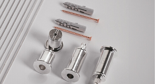 Ceiling mounting hardware: wall plugs, screws and ceiling attachments