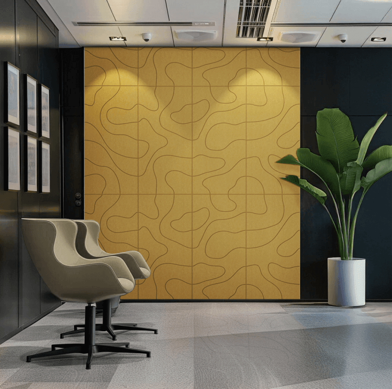 Colorful acoustic panels in a modern office design